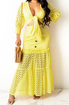 Sexy Fashion V Neck Pure Color Skirts Sets YF9079