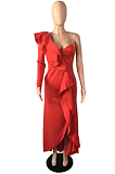 Red Fashion Sexy One Shoulder Slim Fitting The Dress Skirt QY5071-1