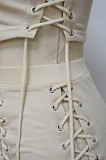 Euramerican Women Bandage Eyelet Casual Sexy Skirts Sets MY9919