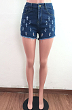 Jeans Blue Casual Wash Water Hole Sexy Jeans Shorts LA3284-1