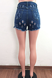 Jeans Blue Casual Wash Water Hole Sexy Jeans Shorts LA3284-1