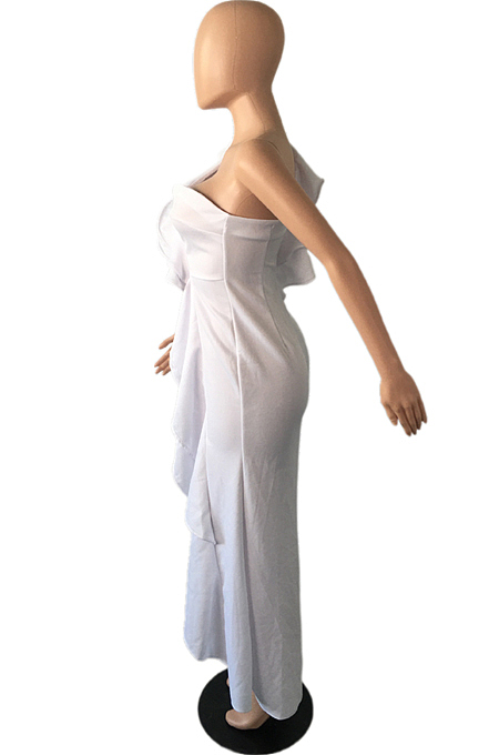 White Fashion Sexy One Shoulder Slim Fitting The Dress Skirt QY5071-3