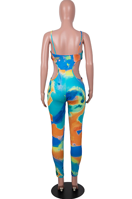 Orange Digital Printing Sling Tube Iashing Fashion Sexy Jumpsuits SZS8114-1
