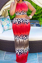 Women's Summer Fashion Gradient Printing Sleeveless Tank Skirts Sets XT8896