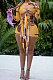 Yellow Fashion Casual Sexy Bright Color Bandage Tie Dye Spots Mini Dress AYA7022-1