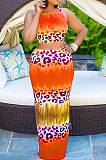 Women's Summer Fashion Gradient Printing Sleeveless Tank Skirts Sets XT8896