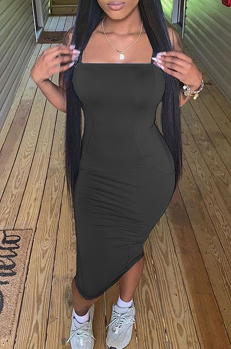 Rose Red Fashion Sexy Sling Long Dress MN8373-3