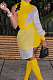 Yellow Women Round Neck Spliced Sexy Fashion Dress SZS8046-3