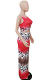 Women's Summer Fashion Gradient Printing Sleeveless Tank Skirts Sets XT8896