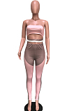 Pink Sexy Polyester Sleeveless Self Belted Backless Tube Jumpsuit BN9290-1