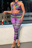 Blue Fashion Knotted Strap Stripe Sexy Two Piece SYY8067-3