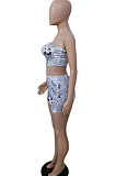 Euramerican Women Printing Strapless Bodycon Shorts Sets XT8838