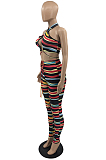 Purple Fashion Knotted Strap Stripe Sexy Two Piece SYY8067-2