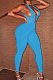 Blue Fashion Sexy Pit Bar Spliced Bodycon Jumpsuits LSZ91171-4