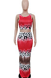 Women's Summer Fashion Gradient Printing Sleeveless Tank Skirts Sets XT8896