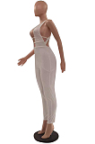 White Fashion Sexy Pit Bar Spliced Bodycon Jumpsuits LSZ91171-1