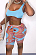 Blue Cute Sexy Printing Tank Shorts Two Piece MN8372-2
