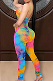 Peacock Blue Digital Printing Sling Tube Iashing Fashion Sexy Jumpsuits SZS8114-3