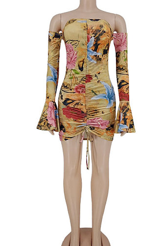 Women Sexy A Word Shoulder Mini Dress AYW1011