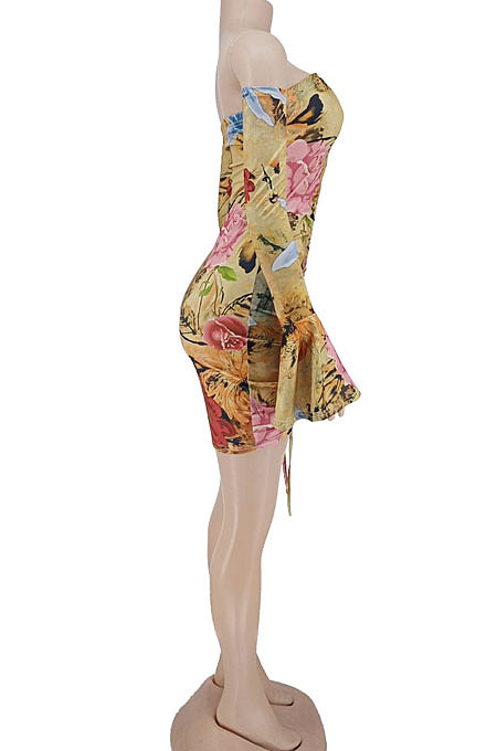Women Sexy A Word Shoulder Mini Dress AYW1011