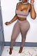 Coffee Fashion Casual Tank Long Pants Two Piece MN8376-1