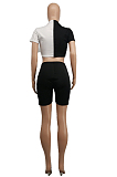 Black Casual Color Matching Top Bind Sports Sets SDE26126-1