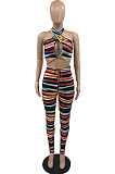 Red Fashion Knotted Strap Stripe Sexy Two Piece SYY8067-1