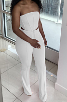White Euramerican Sexy Tops Strapless Back With Zipper Long Pant Sets WY6820-1