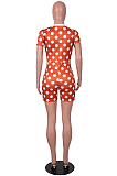 Orange Digital Printing Wave Point Spliced Fashion Casual Jumpsuits SZS8102-1