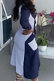 Black Fashion Spliced Shirt Long Dress Wish Pocket WY6818-2