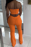 White Euramerican Sexy Tops Strapless Back With Zipper Long Pant Sets WY6820-1