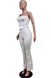 Orange Euramerican Sexy Tops Strapless Back With Zipper Long Pant Sets WY6820-2