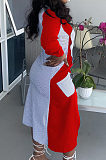 Black Fashion Spliced Shirt Long Dress Wish Pocket WY6818-2