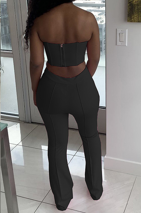 Orange Euramerican Sexy Tops Strapless Back With Zipper Long Pant Sets WY6820-2