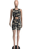 Red Women Fashion Sexy Printing Romper Shorts XXR2163-2