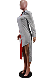 Black Fashion Spliced Shirt Long Dress Wish Pocket WY6818-2