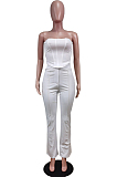 White Euramerican Sexy Tops Strapless Back With Zipper Long Pant Sets WY6820-1