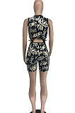Red Women Fashion Sexy Printing Romper Shorts XXR2163-2