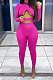 Rose Red Women Pure Color Sexy Cross Hollow Out Sports Pants Sets GL6396-4