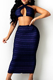 Wine Red Cross Fold Perspective Sexy Halter Neck Strapless Long Skirts Sets QZ4350-2