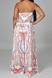 White Milk Silk Printing Sleeveless Strapless Sexy Pants Sets YF9082-2