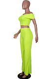 Khaki A Word Shoulder Strapless Zipper Wide Leg Pants Fashion Sets SZS8133-4