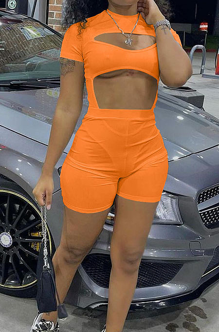 White Night Club Sexy Holow Out Shorts Two Piece FH168-1