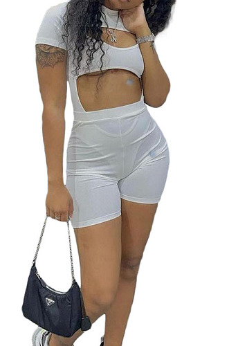 Pink Night Club Sexy Holow Out Shorts Two Piece FH168-3