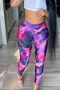 Purple Red Print Bottoms Long Pants BBN179-1
