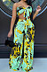 Green Milk Silk Printing Sleeveless Strapless Sexy Pants Sets YF9082-1