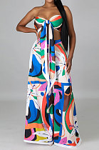 Colorful Milk Silk Printing Sleeveless Strapless Sexy Pants Sets YF9082-6