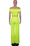 Khaki A Word Shoulder Strapless Zipper Wide Leg Pants Fashion Sets SZS8133-4