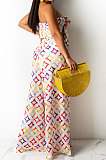 Plaid Milk Silk Printing Sleeveless Strapless Sexy Pants Sets YF9082-5
