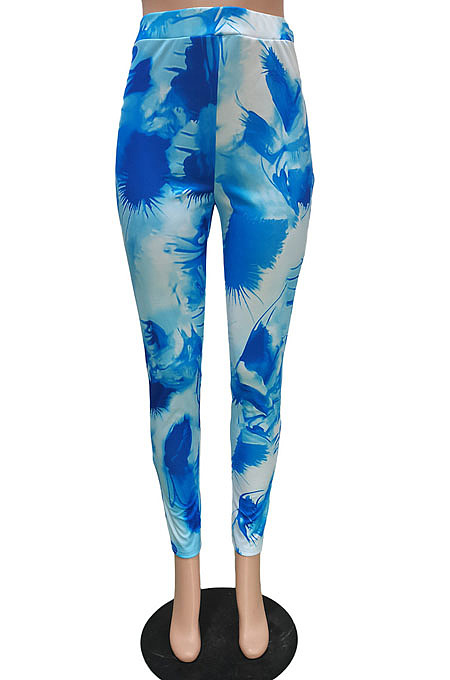 Blue White Print Bottoms Long Pants BBN179-2